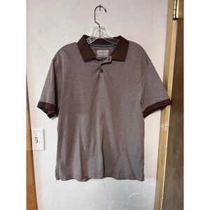 LARSSON &‎ CO Mens Brown Geometric Knit Polo Shirt Size L